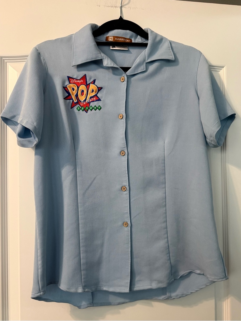 Disney POP Century Patch Light Blue Button-Up Shirt